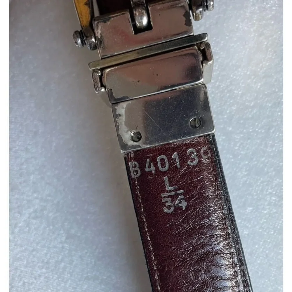 Brighton Leather Belt Reversable Black Brown Gold and Silver Tone B40139 Large